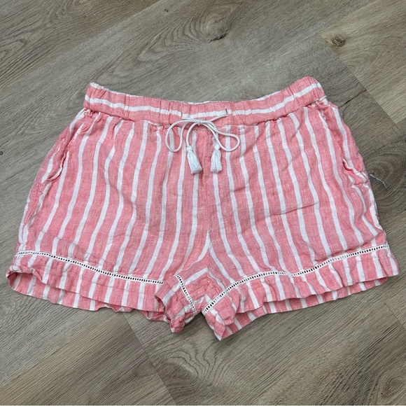 C&C California Pink Striped Linen Shorts - Picture 1 of 5
